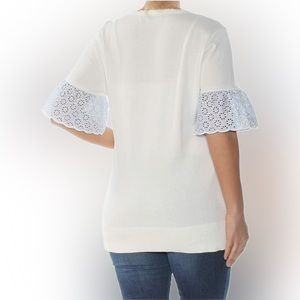 Tommy Hilfiger  M/L Womens Eyelet Ribbed Trim Pullover Top